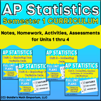 Preview of Goldie's Semester 1 Unit Plans for AP® Statistics