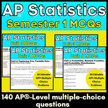 Preview of Goldie's AP® Statistics Semester 1 Multiple Choice Questions Bundle