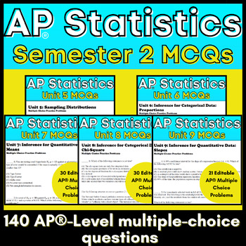 Preview of Goldie's AP® Statistics Semester 2 Multiple Choice Questions Bundle