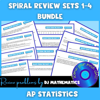 Preview of AP Statistics Spiral Review Sets 1-4 Bundle of 12 Worksheets