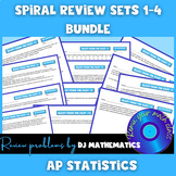 AP Statistics Spiral Review Sets 1-4 Bundle of 12 Worksheets