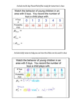 Preview of AP Statistics Stats Discrete Continuous Random Vars Tests Quizzes keys notes