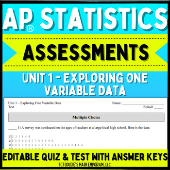 Preview of Goldie’s Unit 1 Assessments for AP® Statistics