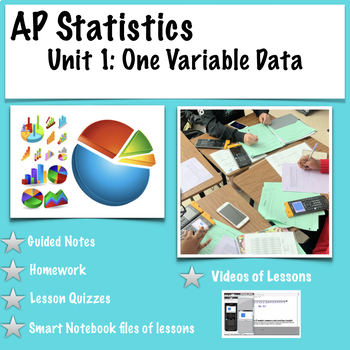 Preview of AP Statistics-Unit 1 Bundle with videos of lessons: Exploring One Variable Data