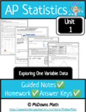 AP Statistics Unit 1 Exploring One Variable Data - Notes/Homework