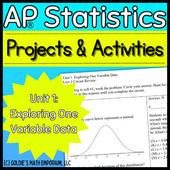 Preview of Goldie’s Unit 1 Projects & Activities for AP® Statistics