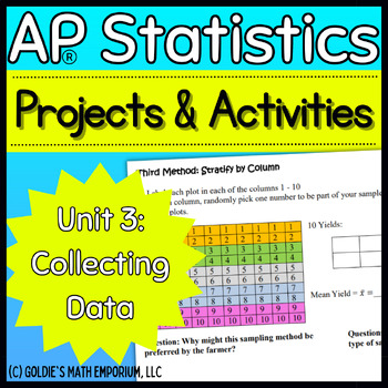Preview of Goldie’s Unit 3 Projects & Activities for AP® Statistics