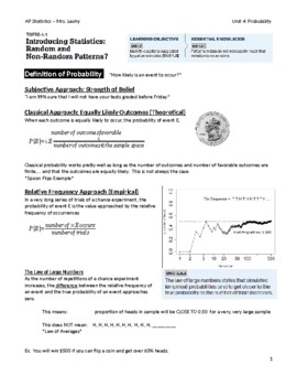 Preview of AP Statistics Unit 4 Guided Notes (Probability) Editable Word Document