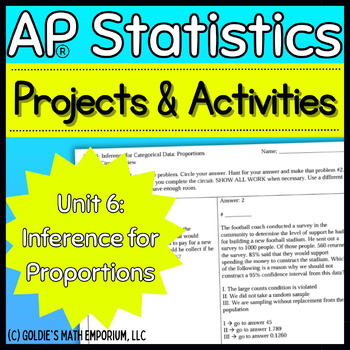 Preview of Goldie’s Unit 6 Projects & Activities for AP® Statistics