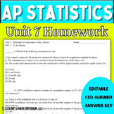Goldie’s Unit 7 Homework for AP® Statistics