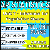 Goldie’s AP® Statistics UNIT 7 PLANS – Inference for Quant