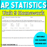 Goldie’s Unit 9 Homework for AP® Statistics