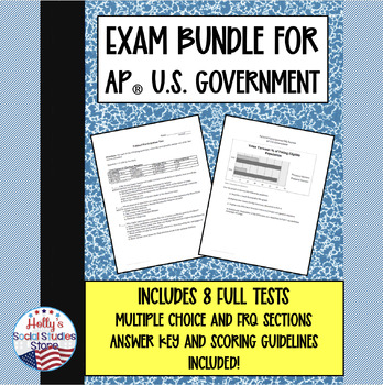 Preview of AP® U.S. Government Exams Bundle- 8 Tests Total!!