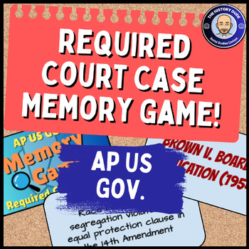 Preview of AP US Gov. Required Court Case Memory Game Activity!