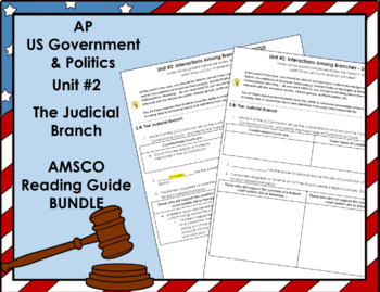 Preview of AP US Gov Unit #2 Judicial Branch AMSCO Reading Guide BUNDLE - Student & Teacher