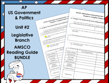 Preview of AP US Gov Unit #2 Legislative AMSCO Reading Guide BUNDLE - Student Copy & Key
