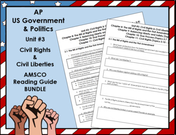 Preview of AP US Gov Unit #3 Civil Rights AMSCO Reading Guide BUNDLE - Student Copy & Key