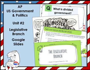 Preview of AP US Government Unit #2 Legislative Branch AMSCO Google Slides