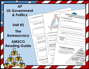 Preview of AP US Government Unit #2 The Bureaucracy AMSCO Reading Guide