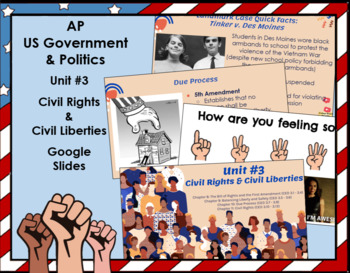 Preview of AP US Government Unit #3 Civil Rights & Civil Liberties AMSCO Google Slides