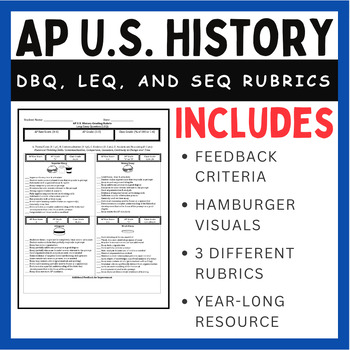 Preview of AP U.S. History Rubric - Long Essay, DBQ, Short Response