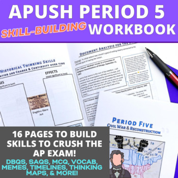 Preview of AP US History Period 5 Skill-Building & Activity Workbook