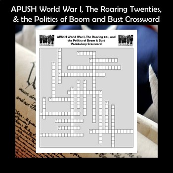 APUSH World War I The Roaring 20s Vocabulary Review Crossword TpT