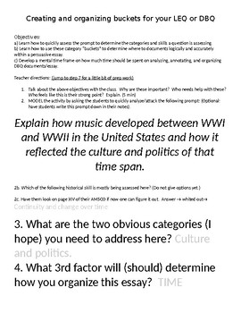 Preview of AP US History (or other class) Document Based Question Organization Lesson.