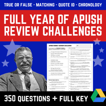 Preview of AP United States History - Full Year of Review Challenges - 350 Questions!