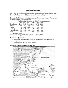 Preview of AP WWI: What Caused World War I? DBQ