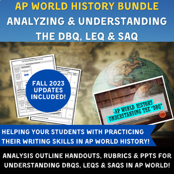 Preview of AP World History - Understanding the DBQ, LEQ, SAQ (PPTs, Rubrics & Outlines!)