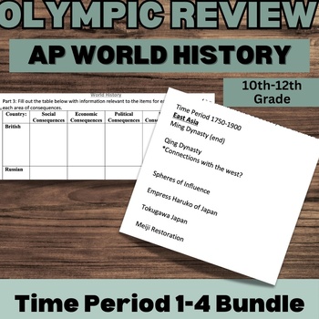Preview of AP World History | Exam Review Packet and Games | Time Periods 1-4 |10, 11, 12