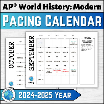 Preview of AP® World History Curriculum Pacing Calendar for 2023-24 (2024-25 Coming Soon)