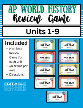 Preview of AP World History Review Game Units 1-9 (editable)