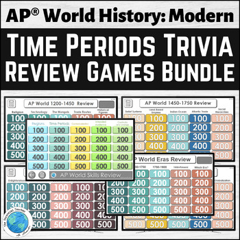 Preview of AP® World History Review Time Periods Game Bundle | End of Year Exam Review