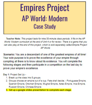 Preview of AP World: Modern - Empires Project: Case Study