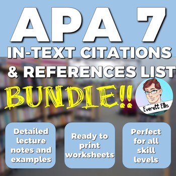 Preview of APA 7 References List and In-Text Citation Notes and Worksheets Bundle