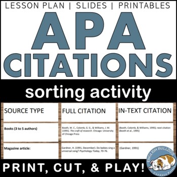 Preview of APA Citations Sorting Activity