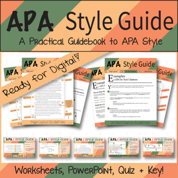 Preview of APA Format Style Guide | Instructional Packet, Worksheets, PPTX Presentation