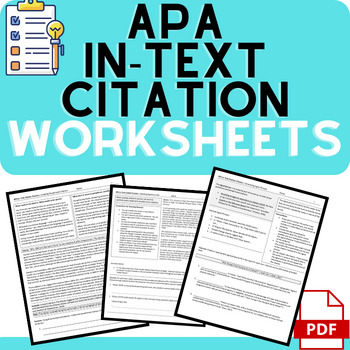 Preview of APA IN-TEXT CITATION WORKSHEETS