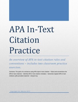 Preview of APA In-Text Citation Practice