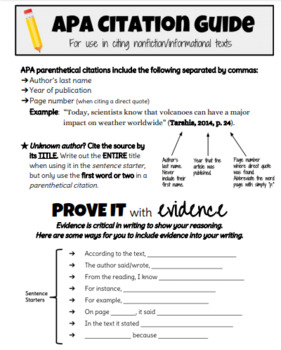 Apa Parenthetical Citations Growing Bundle By Ela In Eighth Tpt