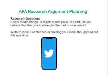 Preview of APA Research Essay-Social Media Student Packet