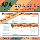 APA Style Guide - Practice Worksheets + Quiz - Ready for Digital!