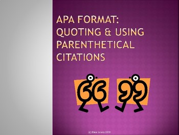 Preview of APA Style - In-Text Citations, Integrating Quotations, and Paraphrasing