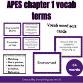 APES Chapter 1 Vocab word sort- Friedland and Relyea textb