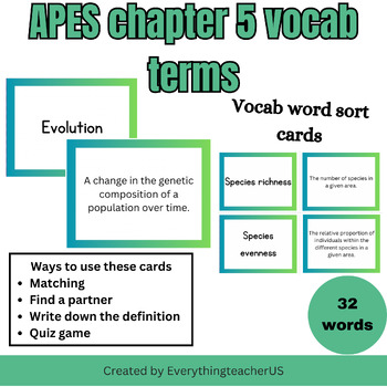 Preview of APES Chapter 5 Vocab sort- Friedland and Relyea 3rd edition textbook