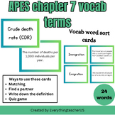 APES Chapter 7- Vocab word sort Friedland and Relyea 3rd e