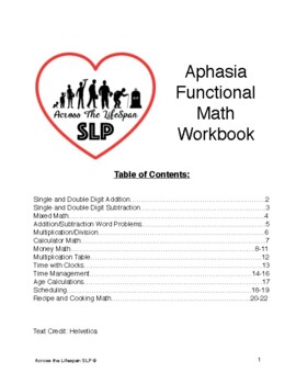 Preview of APHASIA Functional Math Workbook