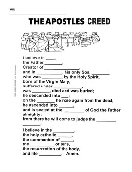 Preview of APOSTLE'S CREED FILL IN THE BLANKS